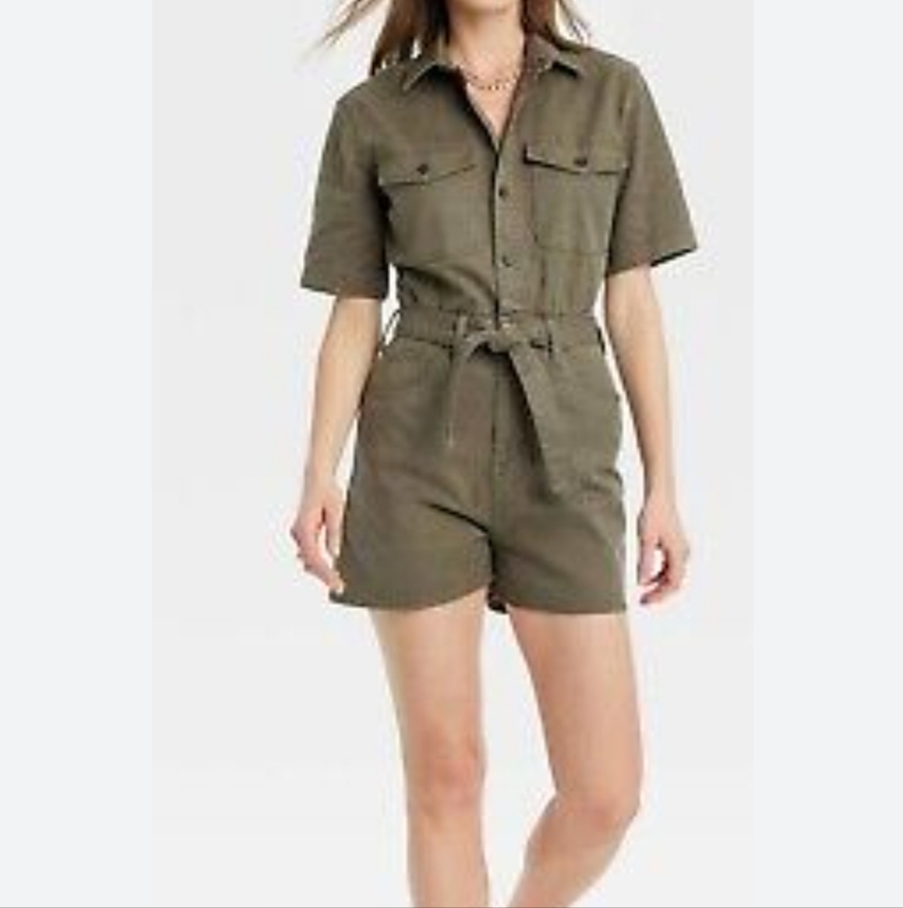 Womans Army Green Romper Size 2
